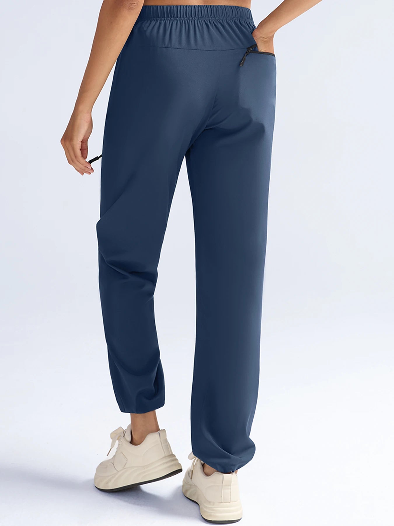 Women's Woven Zipper Pocket Cargo Pants Casual Loose Pants Female Breathable Solid Color Drawstring Jogger Yoga Baggy Trousers