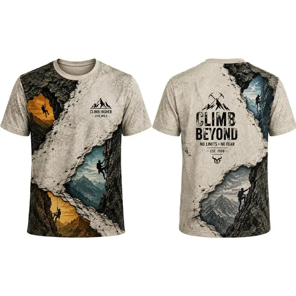 Climbing Graphic T-Shirt Men's Sports Breathable Quick-drying Tee Unisex Outdoor Adventure Hiking Camping O-neck Casual Tops