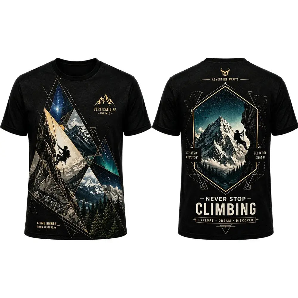 Climbing Graphic T-Shirt Men's Sports Breathable Quick-drying Tee Unisex Outdoor Adventure Hiking Camping O-neck Casual Tops