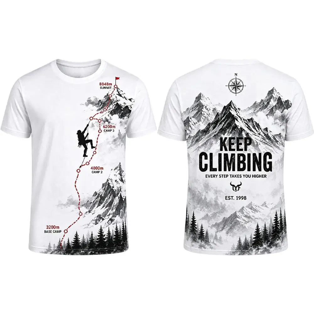 Climbing Graphic T-Shirt Men's Sports Breathable Quick-drying Tee Unisex Outdoor Adventure Hiking Camping O-neck Casual Tops