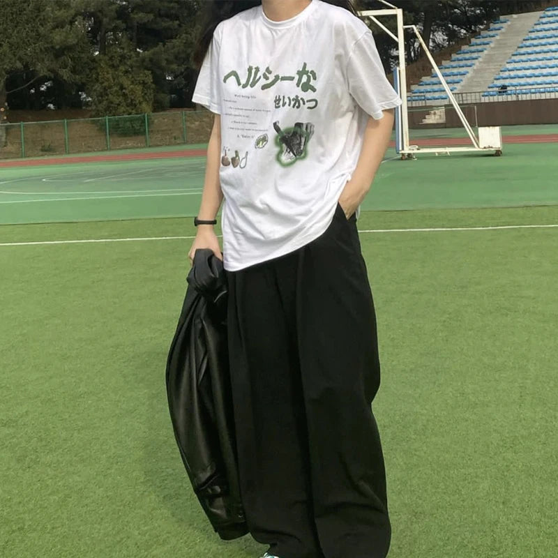Y2k Japanese Streetwear T-Shirts Female Oversized Harajuku Funny T Shirts Egirl Korean Fashion Graphic Tees Tops Women Clothing