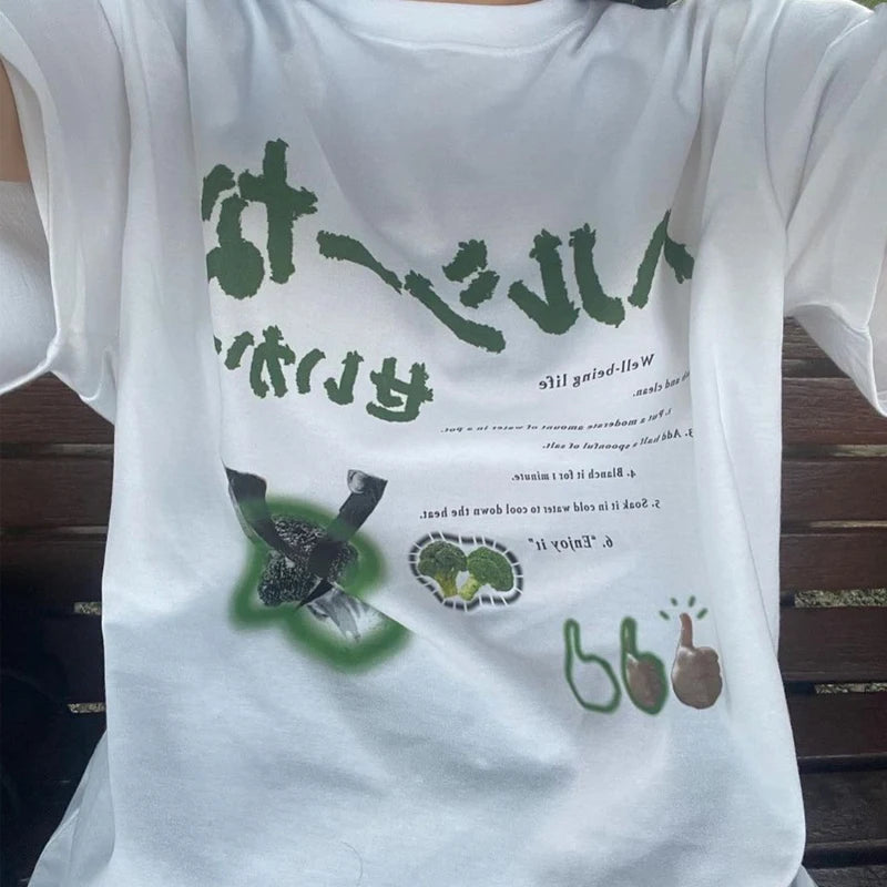 Y2k Japanese Streetwear T-Shirts Female Oversized Harajuku Funn...