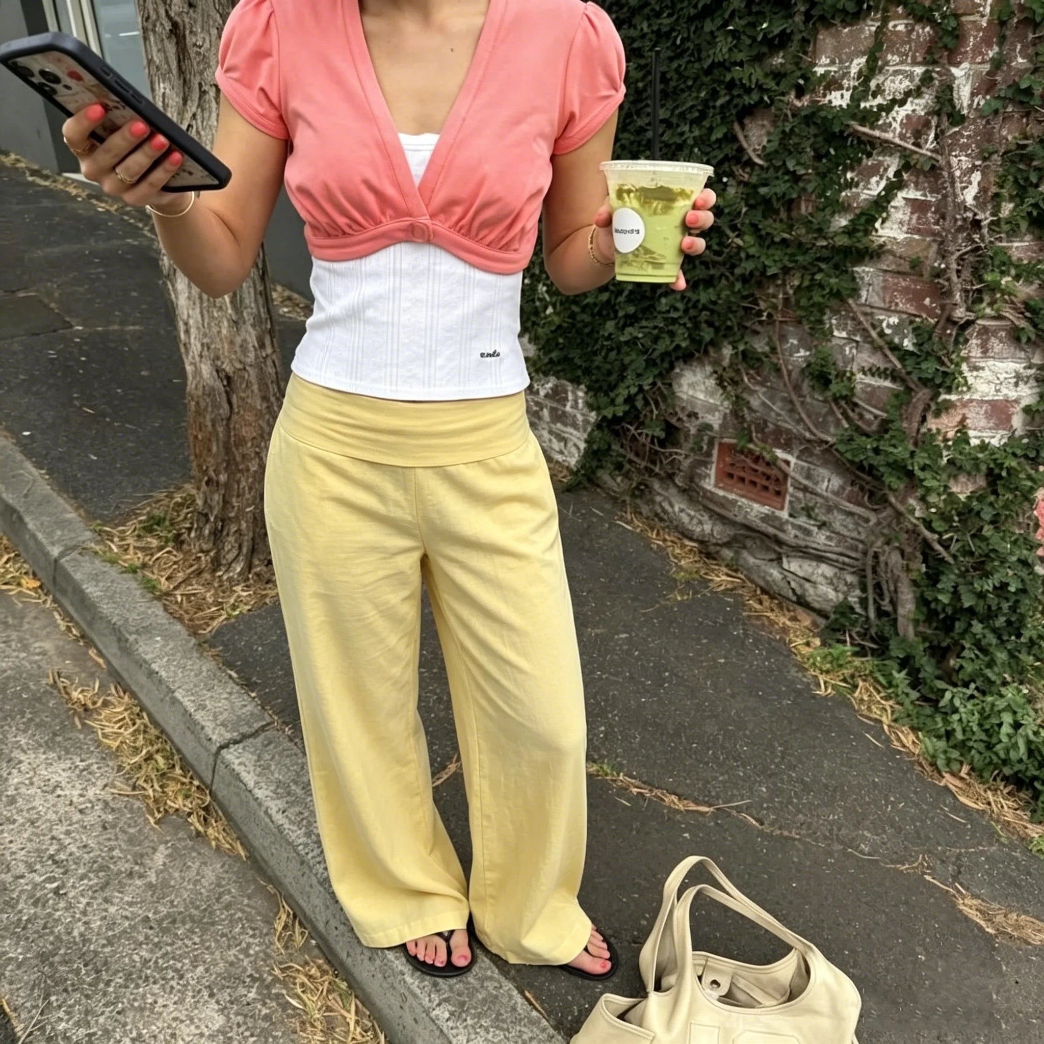 Autumn Fold Over Waistband Flare Sweatpants Leggings for Women Cotton Loose Fits Low Rise Wide Leg Yoga Lounge Pants Trousers