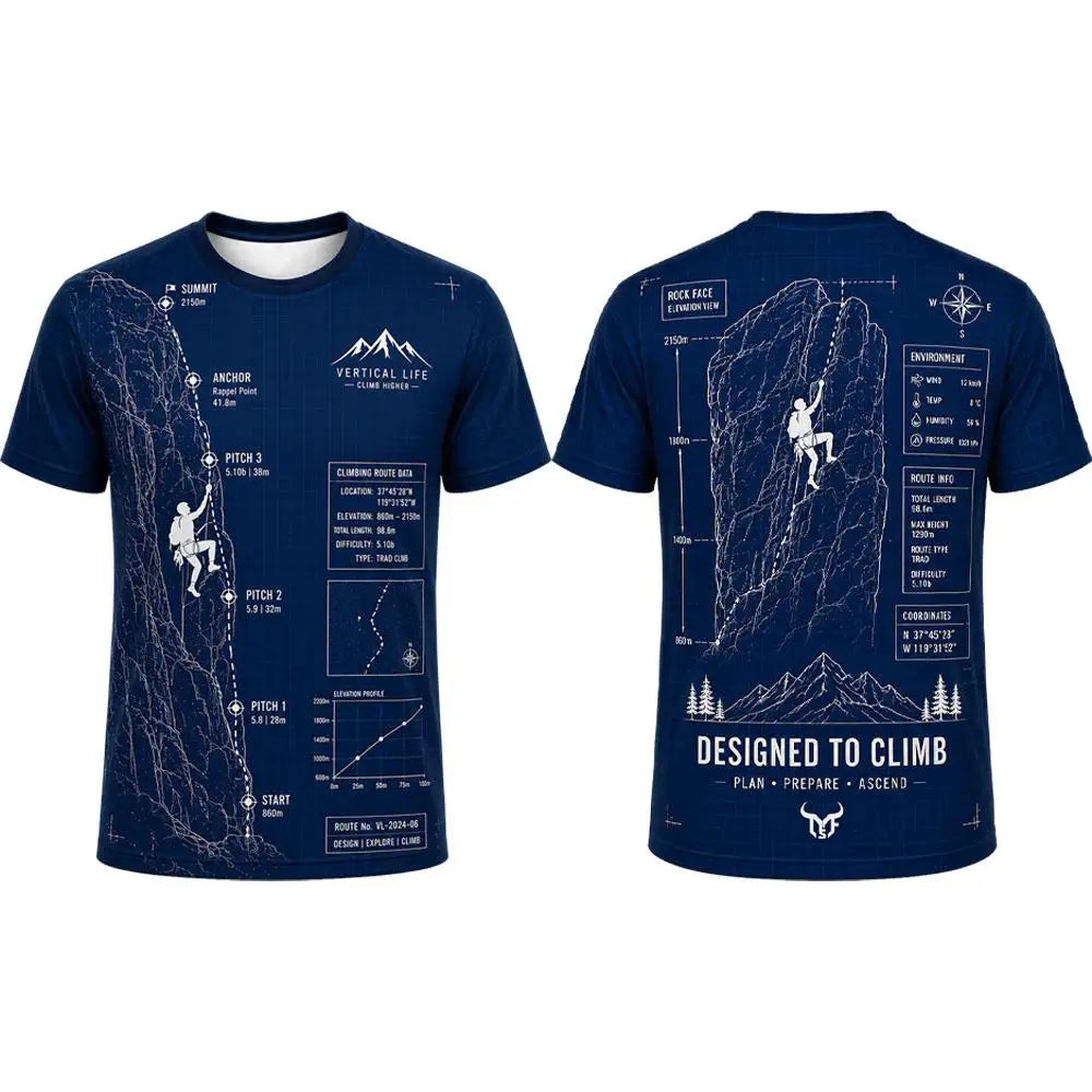 Climbing Graphic T-Shirt Men's Sports Breathable Quick-drying Tee Unisex Outdoor Adventure Hiking Camping O-neck Casual Tops