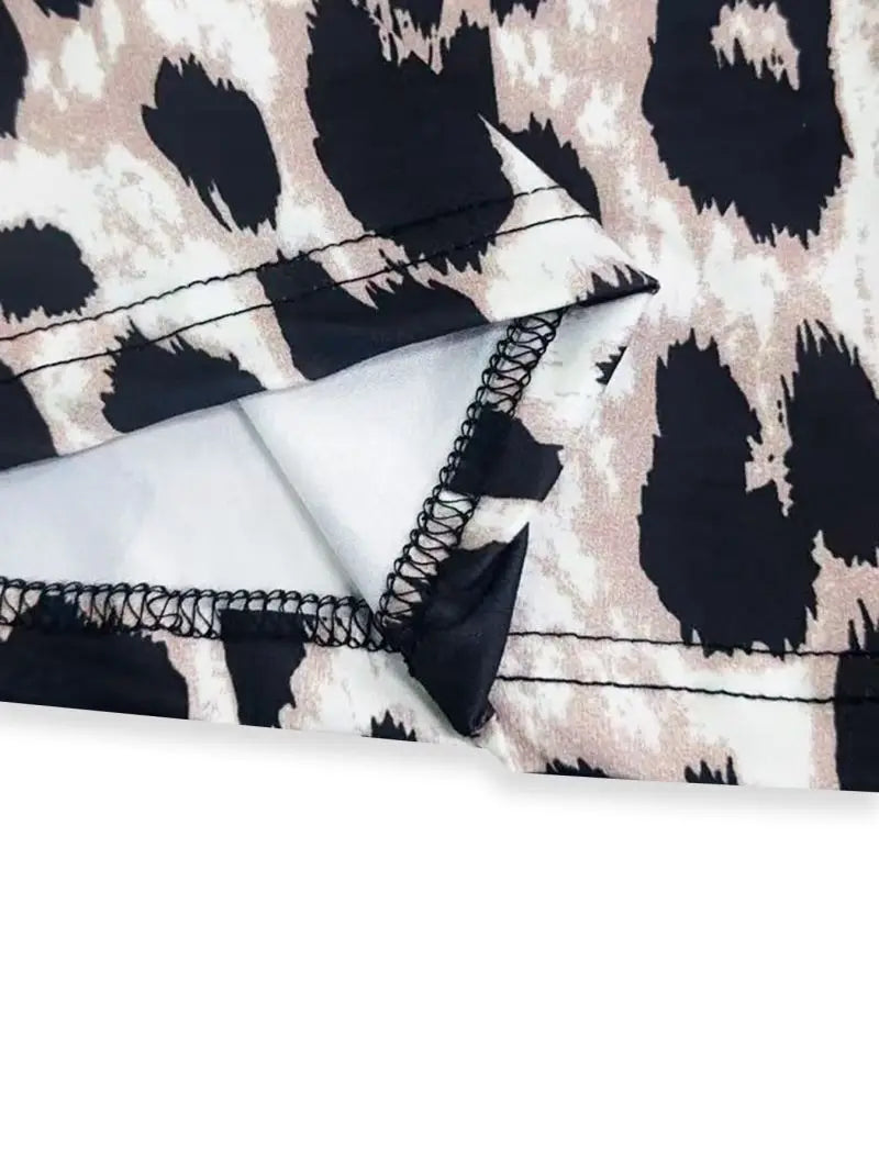 Retro Classic Leopard Print High-Waisted Wide-Leg Pants Loose Casual Floor-Length Trousers