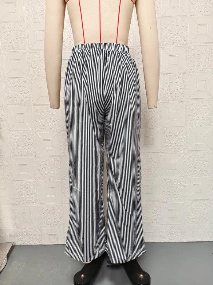 2026 New Striped Trousers Casual and Versatile Street Fashion Loose Wide Leg Women